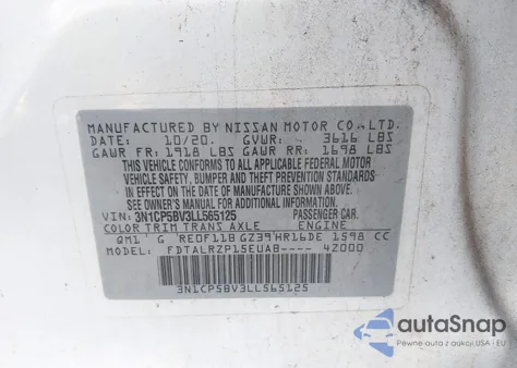 2020 Nissan Kicks S Xtronic Cvt from USA, damaged, VIN 3N1CP5BV3LL565125